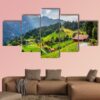 Summer View Of Wengen Village - Nature 5 Panel Canvas Art Wall Decor