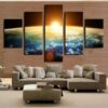 Sun Rising Over Earth - Space 5 Panel Canvas Art Wall Decor