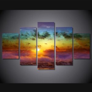 Sun clouds wonders - Nature 5 Panel Canvas Art Wall Decor