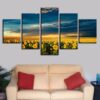 Sunflower Flower Sea - Nature 5 Panel Canvas Art Wall Decor