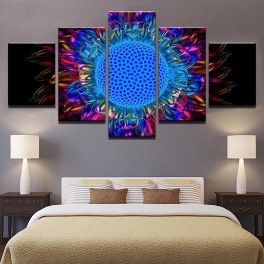 Sunflower Rainbow - Abstract 5 Panel Canvas Art Wall Decor Sunflower Rainbow - Abstract 5 Panel Canvas Art Wall Decor