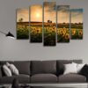 Sunflowers Field - Nature 5 Panel Canvas Art Wall Decor