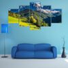 Sunny Day In Dolomites - Nature 5 Panel Canvas Art Wall Decor