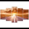 Sunny Road - Nature 5 Panel Canvas Art Wall Decor