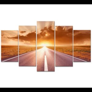 Sunny Road - Nature 5 Panel Canvas Art Wall Decor