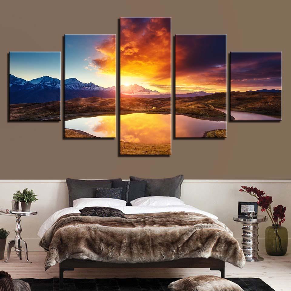 Sunrise 11 - Nature 5 Panel Canvas Art Wall Decor Sunrise 11 - Nature 5 Panel Canvas Art Wall Decor