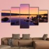 Sunrise Above A Lake - Nature 5 Panel Canvas Art Wall Decor