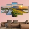 Sunrise At Seongsan Ilchulbong In South Korea - Nature 5 Panel Canvas Art Wall Decor