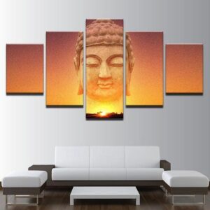 Sunrise Buddha - Religion 5 Panel Canvas Art Wall Decor