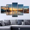 Sunrise Building 5 - Nature 5 Panel Canvas Art Wall Decor