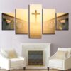 Sunrise Cross In The Bridge - Religion 5 Panel Canvas Art Wall Decor