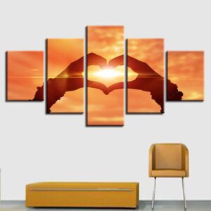 Sunrise Hand Love - Nature 5 Panel Canvas Art Wall Decor