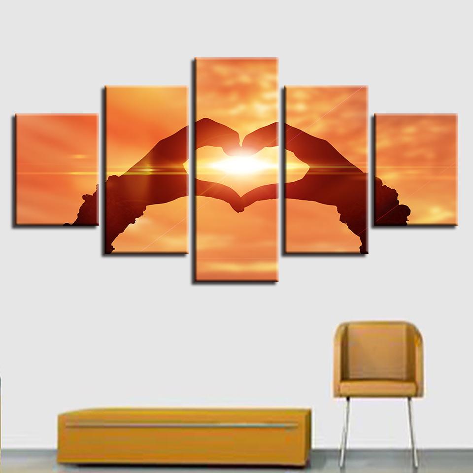 Sunrise Hand Love - Nature 5 Panel Canvas Art Wall Decor Sunrise Hand Love - Nature 5 Panel Canvas Art Wall Decor