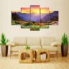Sunrise In The Mountains Painting - Nature 5 Panel Canvas Art Wall Decor