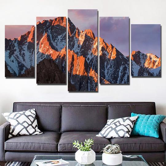 Sunrise In The Rocky Mountains - Nature 5 Panel Canvas Art Wall Decor Sunrise In The Rocky Mountains - Nature 5 Panel Canvas Art Wall Decor