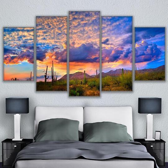 Sunrise In The Sonoran Desert Nature - 5 Panel Canvas Art Wall Decor Sunrise In The Sonoran Desert Nature - 5 Panel Canvas Art Wall Decor