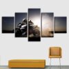 Sunrise Motorcycle - Automative 5 Panel Canvas Art Wall Decor