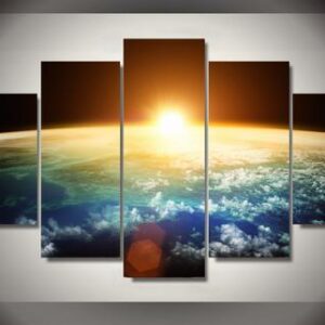 Sunrise On Earth - Space 5 Panel Canvas Art Wall Decor