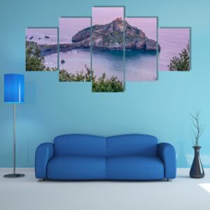 Sunrise On Island In Spain - Nature 5 Panel Canvas Art Wall Decor