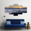 Sunrise Over City Of Portland Oregon - Nature 5 Panel Canvas Art Wall Decor