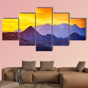 Sunrise Over Colorado Rocky Mountains - Nature 5 Panel Canvas Art Wall Decor