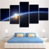 Sunrise Over Earth From - Space 5 Panel Canvas Art Wall Decor
