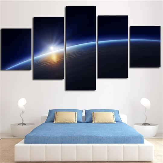 Sunrise Over Earth From - Space 5 Panel Canvas Art Wall Decor Sunrise Over Earth From - Space 5 Panel Canvas Art Wall Decor