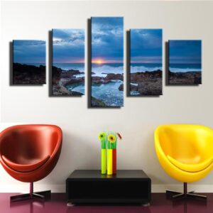 Sunrise Seaview - Nature 5 Panel Canvas Art Wall Decor