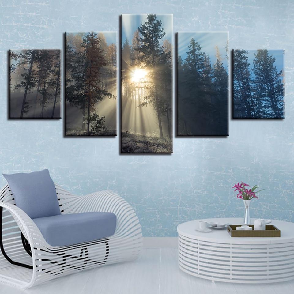 Sunrise Sunshine 02 - Nature 5 Panel Canvas Art Wall Decor Sunrise Sunshine 02 - Nature 5 Panel Canvas Art Wall Decor