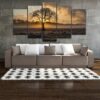 Sunrise Tree 03 - Nature 5 Panel Canvas Art Wall Decor