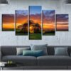 Sunrise Tree 16 - Nature 5 Panel Canvas Art Wall Decor