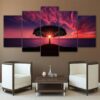 Sunrise Tree Sea Tree Sun - Nature 5 Panel Canvas Art Wall Decor