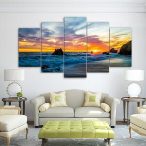 Sunrises Sky - Space 5 Panel Canvas Art Wall Decor