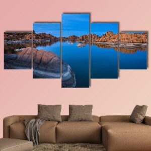 Sunset Above Watson Lake In Prescott - Nature 5 Panel Canvas Art Wall Decor