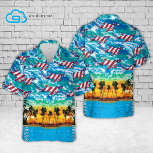 Sunset Airbus A380 Full Print Hawaiian Shirt