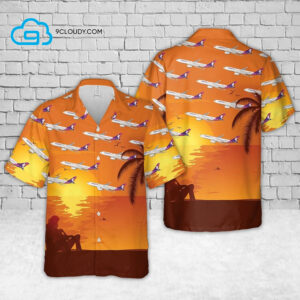 Sunset Airlines Airbus A330 Full Print Hawaiian Shirt