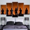 Sunset American Soldiers Silhouette - Army 5 Panel Canvas Art Wall Decor