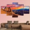 Sunset At Arches National Park In Utah - Nature 5 Panel Canvas Art Wall Decor