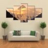 Sunset At K2 Mountains - Nature 5 Panel Canvas Art Wall Decor