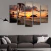 Sunset Beach 02 - Space 5 Panel Canvas Art Wall Decor