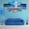Sunset Beach In San Juan At Balearic Islands - Nature 5 Panel Canvas Art Wall Decor