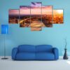 Sunset Beach Near Almeria In Spain - Nature 5 Panel Canvas Art Wall Decor