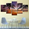 Sunset Beach Palm Trees Seascape - Nature Canvas Wall