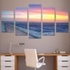 Sunset Beach Path - Nature 5 Panel Canvas Art Wall Decor