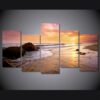 Sunset Beach Scenery 01 - Space 5 Panel Canvas Art Wall Decor