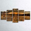 Sunset Beach - Landscape 5 Panel Canvas Art Wall Decor
