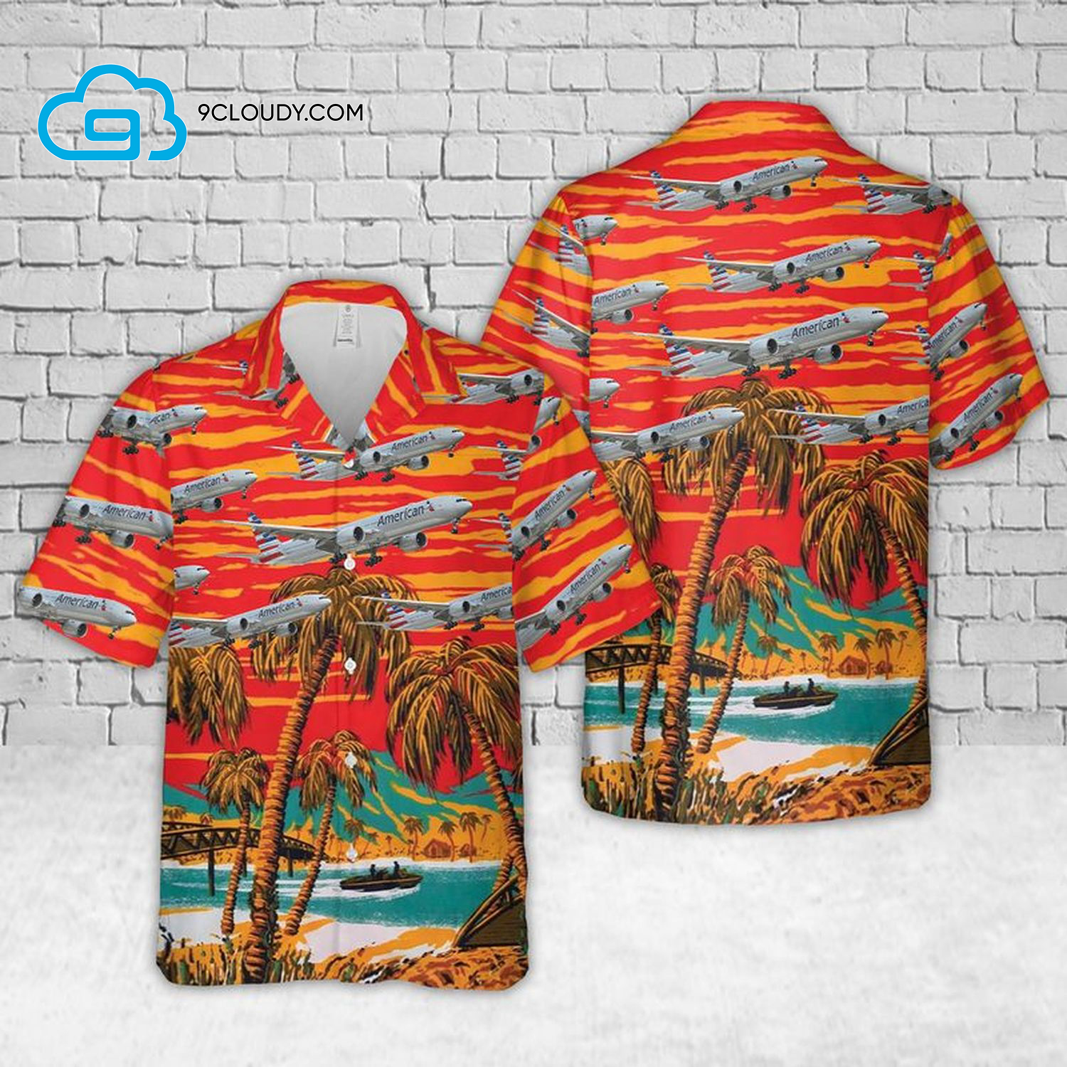 Sunset Boeing 777 Full Print Hawaiian Shirt Sunset Boeing 777 Full Print Hawaiian Shirt
