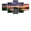 Sunset Bridge - Nature 5 Panel Canvas Art Wall Decor