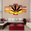 Sunset Cannabis Lover - Nature 5 Panel Canvas Art Wall Decor