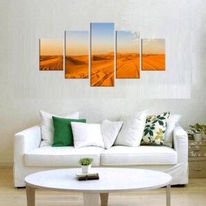 Sunset Desert Beautiful Scenery - Nature 5 Panel Canvas Art Wall Decor